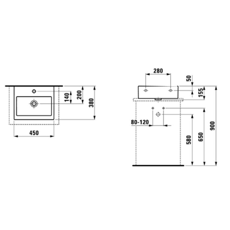 Laufen Living City Раковина 450х380х140мм с 1 отв. под смеситель, цвет: белый
