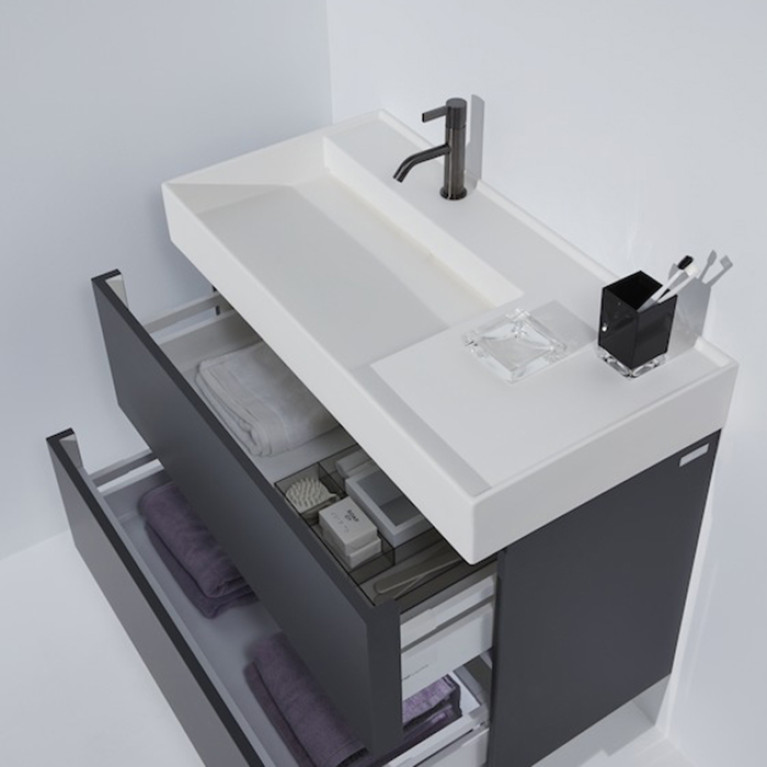 Laufen Kartell Раковина 900х460х120мм без перелива, с 1 отв. под смес, со скр сливом, полка справа, цвет: белый (Продаем с базой 4.0761.8.033.640.1)