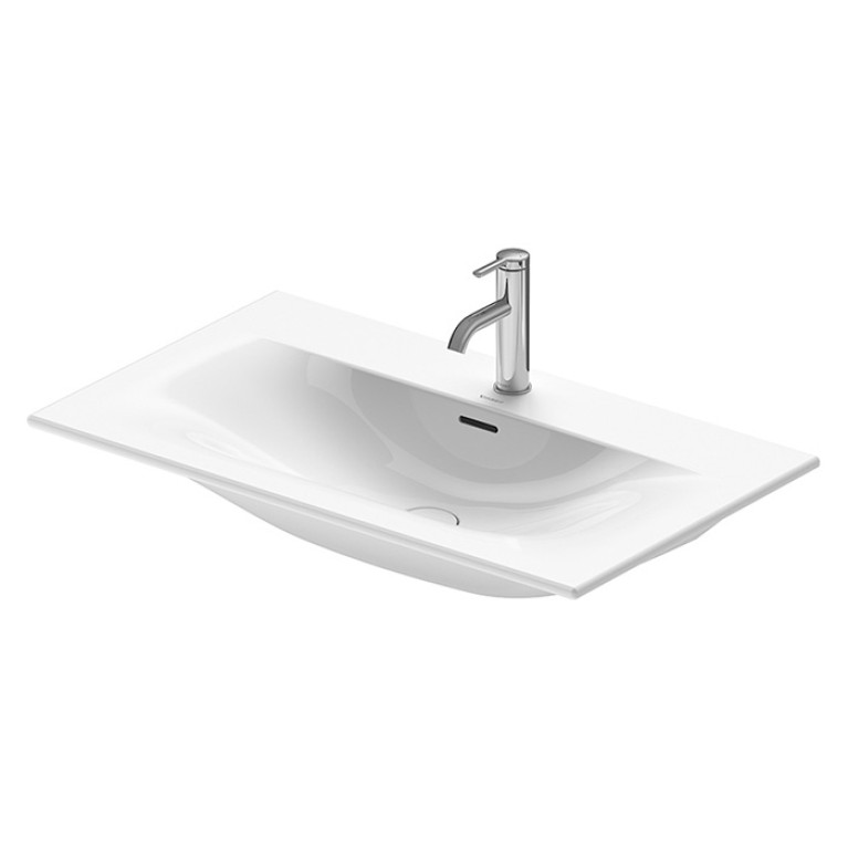 Duravit Viu Раковина подвесная с переливом, выпуск с керам покрытием, 2 отв под смес, 83х49см, покр WonderGliss, цвет белый