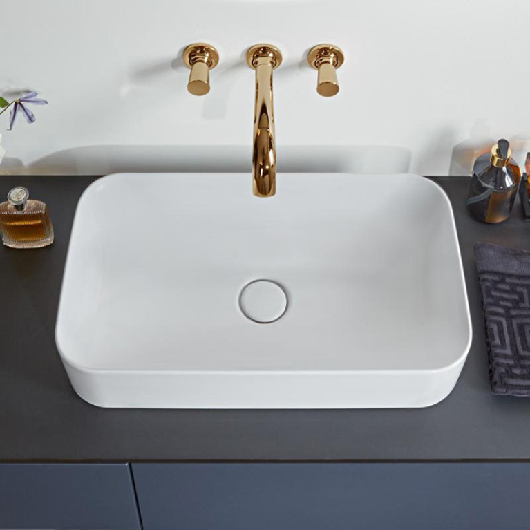 VilleroyBoch Finion Раковина  на тумбу 600*350*115, отверстия для смесителя-отсутствуют, CeramicPlus, цвет-альпийский белый