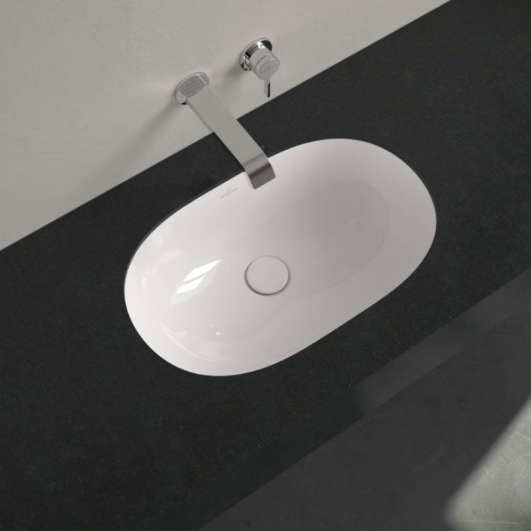 VilleroyBoch O.novo Раковина встраиваемая под столешницу 530*320*205мм, с переливом, крепеж включен, CeramicPlus, цвет альпийский белый