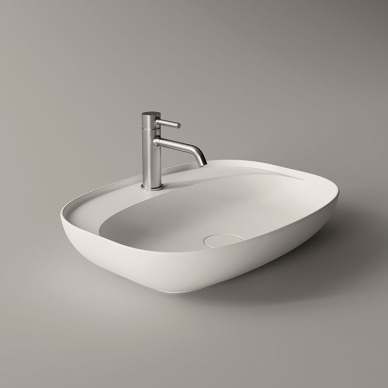 Alice Form Раковина Oval 60x45хВ12 Plan, накладная, с отверстием под смеситель, белый глянцевый