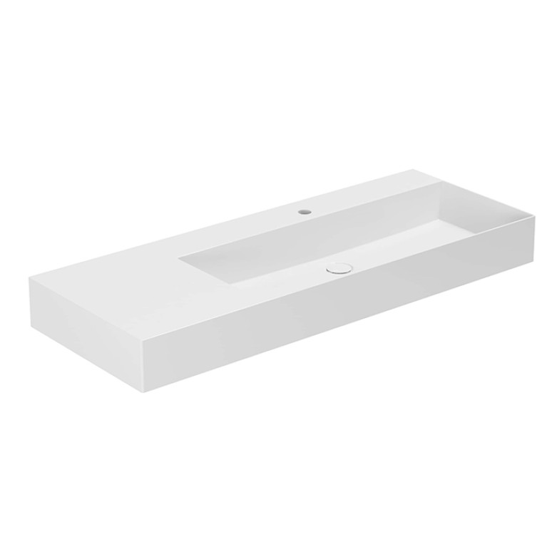 AZZURRA ELEGANCE Squared Раковина подвесная/накладная  122х46х12,5 см с 1 отв. версия левая, под смеситель , цвет белый