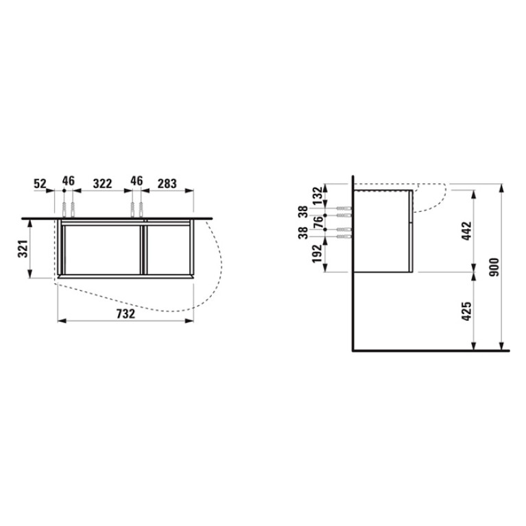 Laufen Alessi One Раковина 900х500х165мм с 1 отв. под смес, полка слева, с покр. LLC, цвет: белый (ЗАКАЗ по ЗАПРОСУ!)