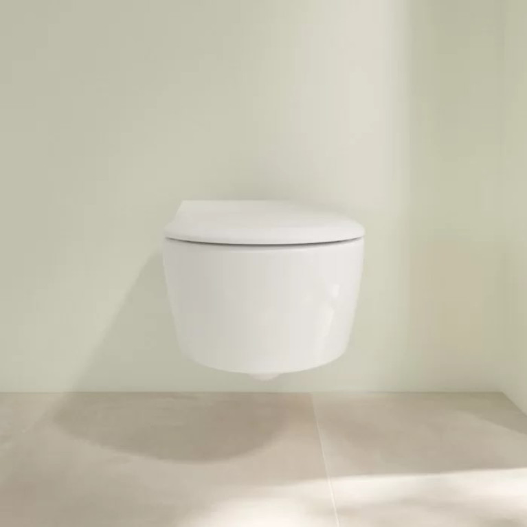 VilleroyBoch Avento&nbsp;Унитаз подвесной 370*530*310, безободковый, в комплекте сиденье SlimSeat с микролифтом, цвет альпийский белый