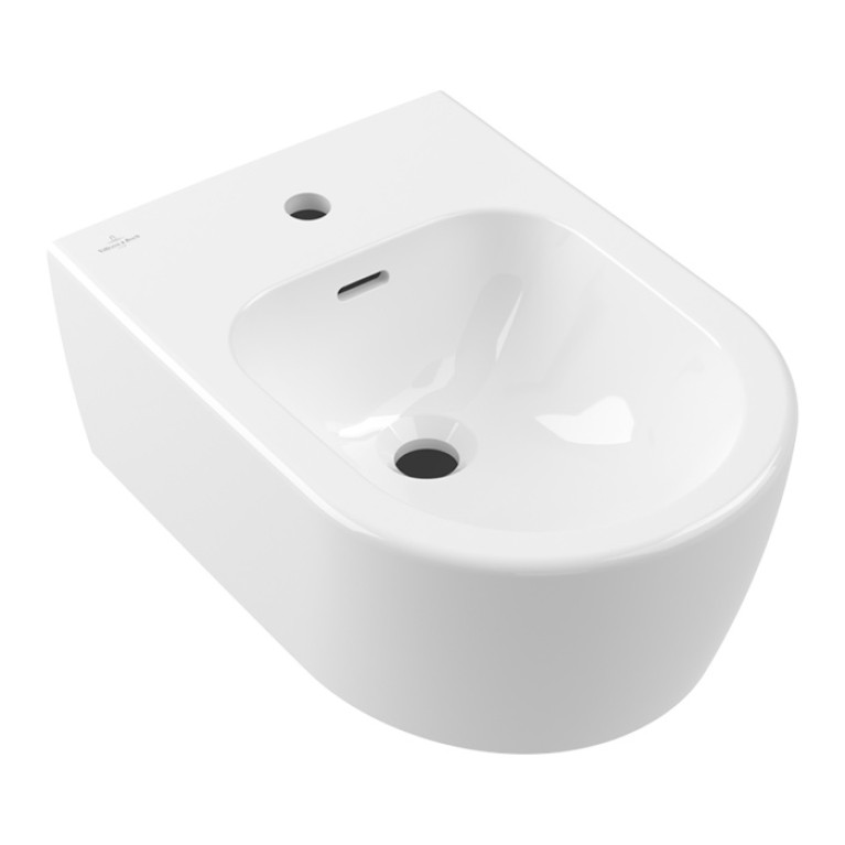 VilleroyBoch Skyla Биде подвесное 370*530*215, округлое, с 1 отв. под смеситель, цвет альпийский белый