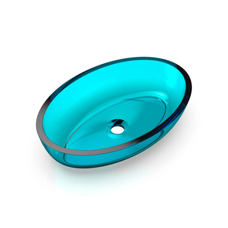 Knief Oval Shape Раковина накладная из полимерного материала 550x370x130 мм, цвет Aquamarin Blue # 100