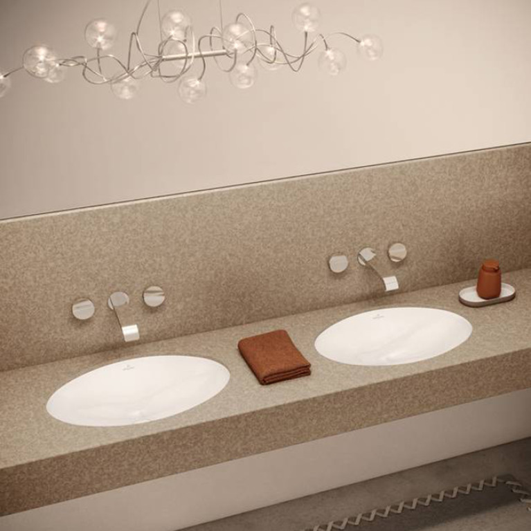 VilleroyBoch Evana Раковина встраиваемая под столешницу 500*350*220мм, с переливом, крепеж включен, цвет альпийский белый