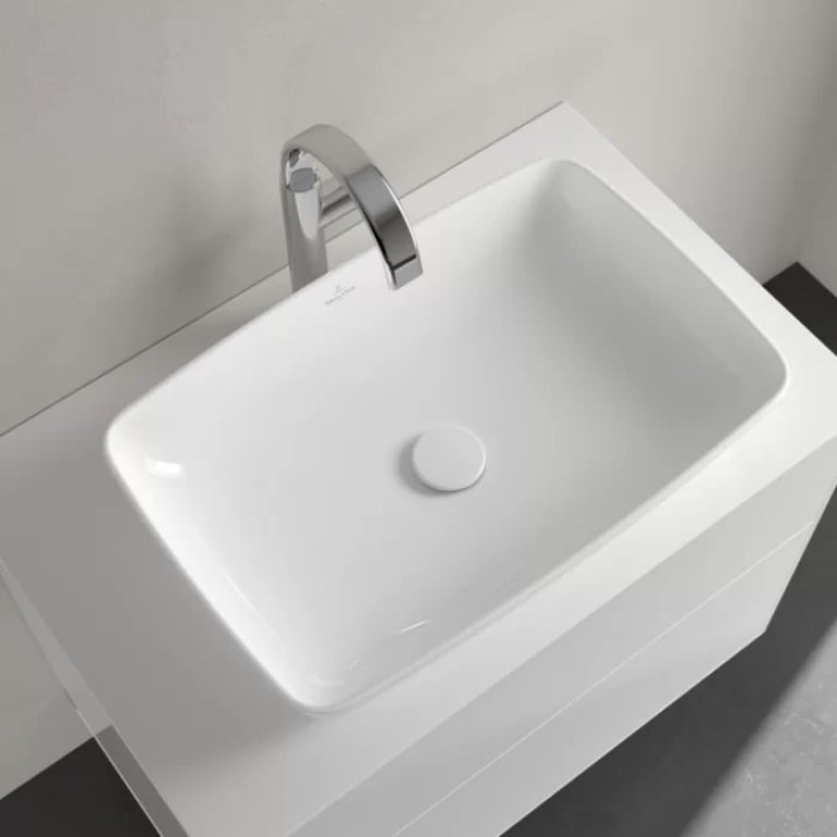 VilleroyBoch Artis Раковина накладная 580*385*125h, без отв. под смеситель, без перелива, TitanCeram, цвет альпийский белый