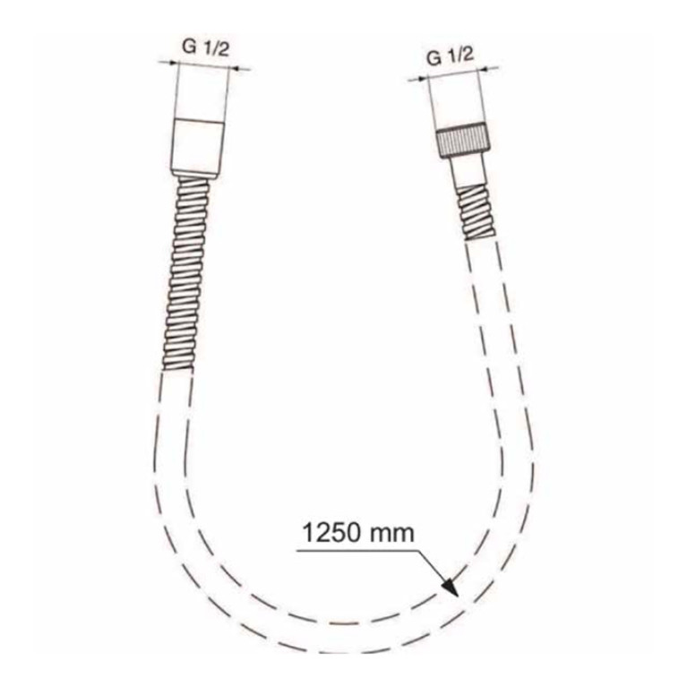 Ideal Standard Металлический шланг для душа 1250 мм, подсоединение G1/2, устойчивость к давлению до 5 атм, цвет: хром