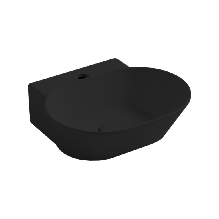 SIMAS WAVE Раковина накладная/подвесная овальная 480х430х165 мм., с 1 отверстием для смесителя, цвет черный  матовый