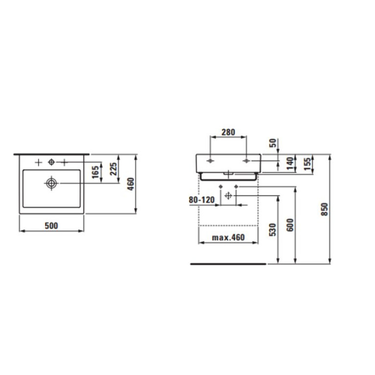 Laufen Living City Раковина 500х460х140мм с 1 отв. под смеситель, цвет: белый