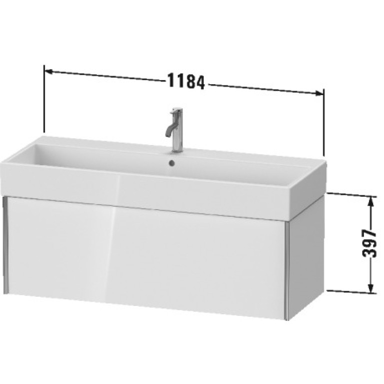 Duravit Vero Air Раковина накладная 120 cm, с переливом, с 1 отв под смеситель,, Цвет белый