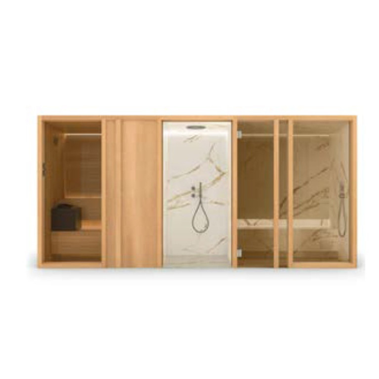 Effegibi Yoku Spa Door СаунаХаммам 444x170h217см, угловая Sx, цвет: сауна чёрный орех/Calacatta Gold Extra