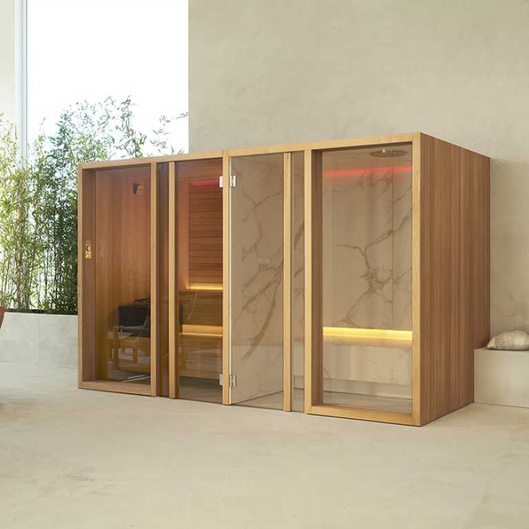 Effegibi Yoku Spa Shelf СаунаХаммам 444x170h217см, в нишу, цвет: сауна чёрный орех/Fior di Bosco Tortora