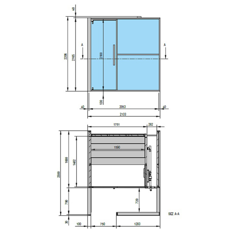 Effegibi Logica H Filo Сауна 214x250h217см, в нишу L.H., цвет: Stone