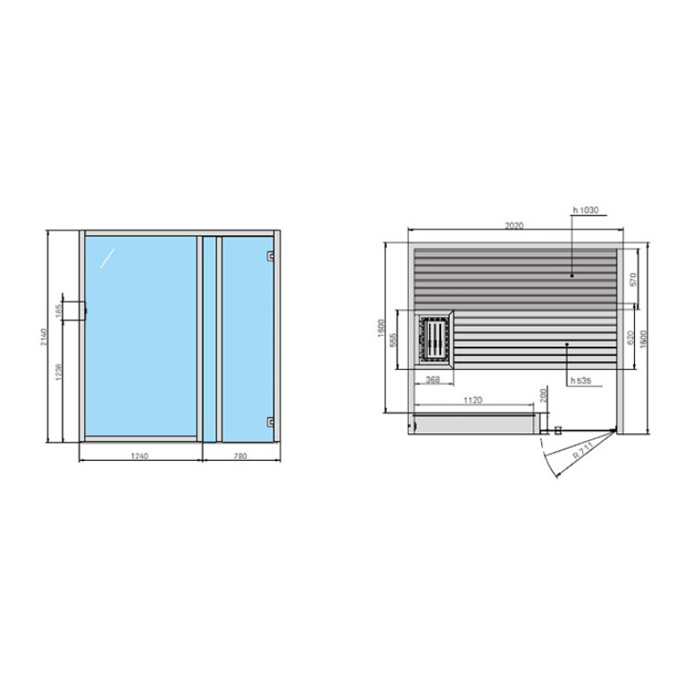 Effegibi Yoku S Glass Сауна 202x180h214см, SX, цвет: черный орех