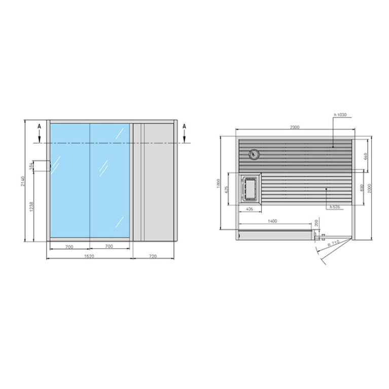 Effegibi Yoku S Door Сауна 230x200h214см, SX, цвет: черный орех