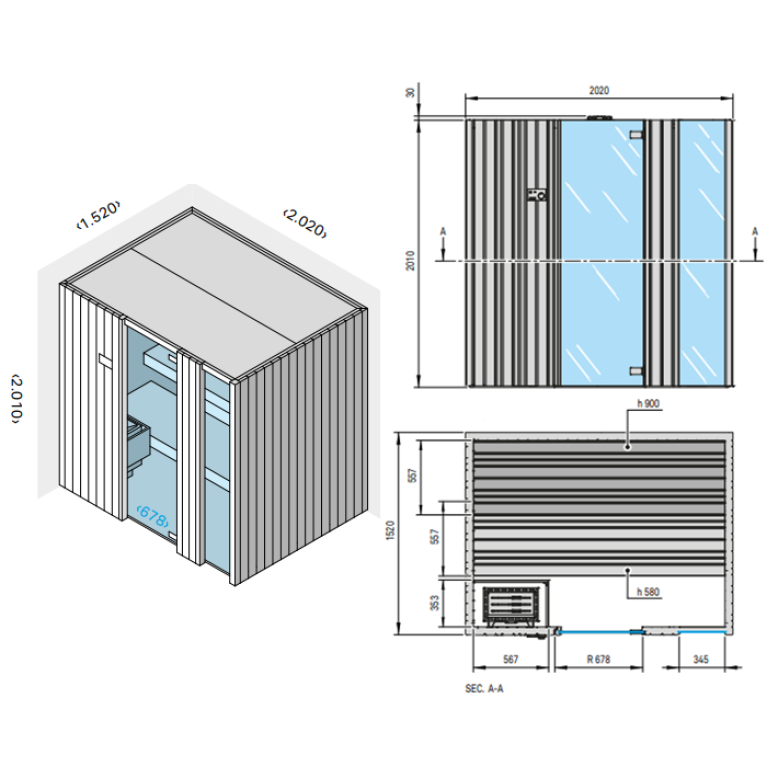 Effegibi Auki 45 Сауна 202x152xh201см, отделка: ель
