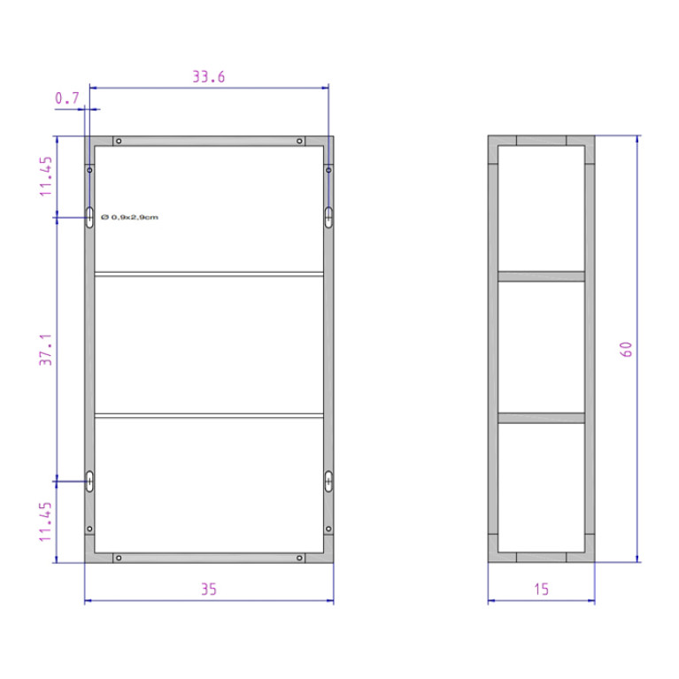 Decor Walther ET 6 Шкафчик открытый 35x15x60см, стекло белое, цвет: хром