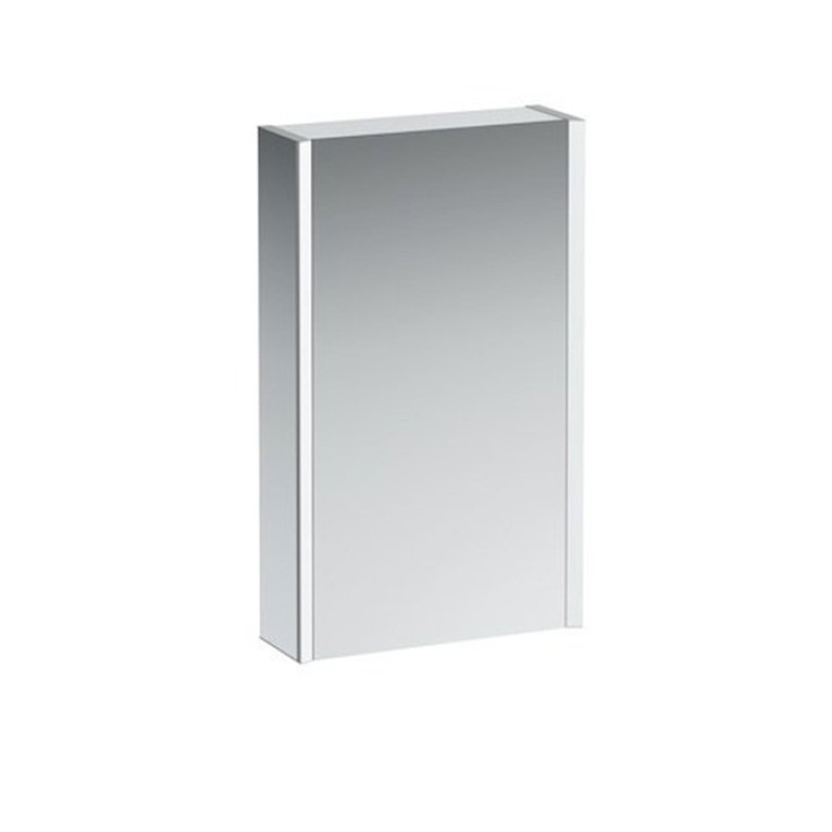 Laufen Frame 25 шкаф зеркальный 450x150x750 мм, алюминий, 1 дверца с зеркалом с 2х сторон, петли слева, сенс. выкл., 2 розетки, 2 верт-х эл-та LED-под