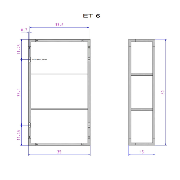 Decor Walther ET 6 Шкафчик открытый 35x15x60см, стекло сатинированное, цвет: хром