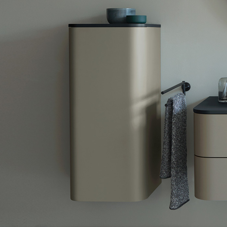 Duravit Happy D.2 Plus Пенал подвесной 880x400x360мм с 2 стеклянными полками, 1 дверь, петли слева, цвет: stone grey satin matt (без топа)