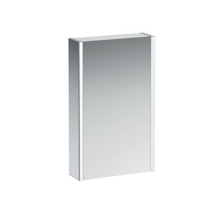 Laufen Frame 25 шкаф зеркальный 450x150x750 мм, алюминий, 1 дверца с зеркалом с 2х сторон, петли слева, сенс. выкл., 2 розетки, 2 верт-х эл-та LED-под