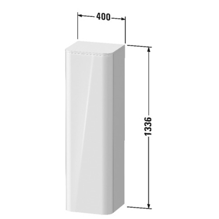 Duravit Happy D.2 Plus Пенал подвесной 1330x400x360мм с 3 стеклянными полками петли слева, цвет: Скандинавский белый шелковисто-матовый (без топа)