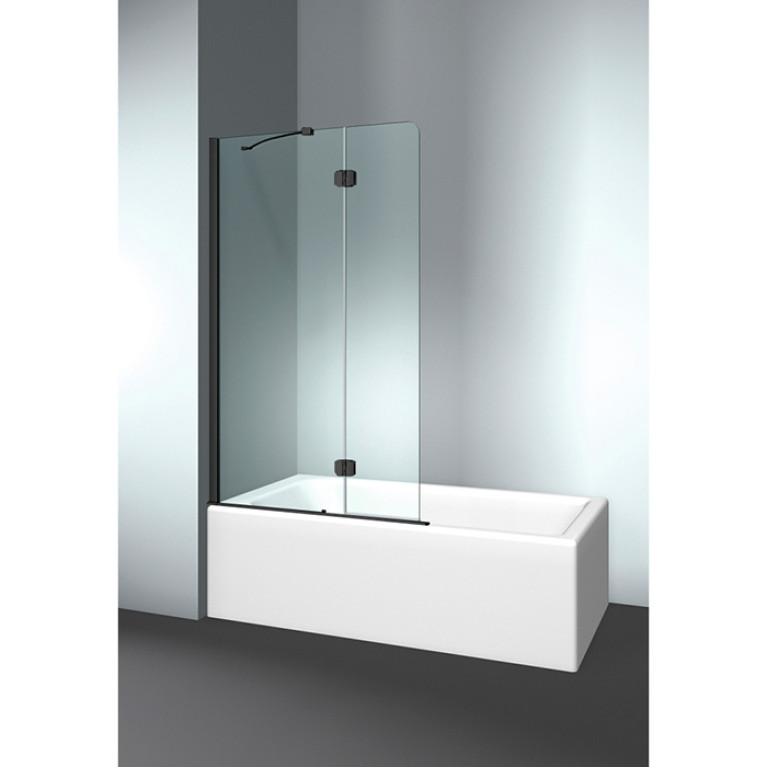 VismaraVetro Шторка на ванну PV 54х150Hсм, размер 90-92(50+40)см, SX (левая), стекло Transparent 04, Matt Black 09, петли С67 внутр. открытие, TPA