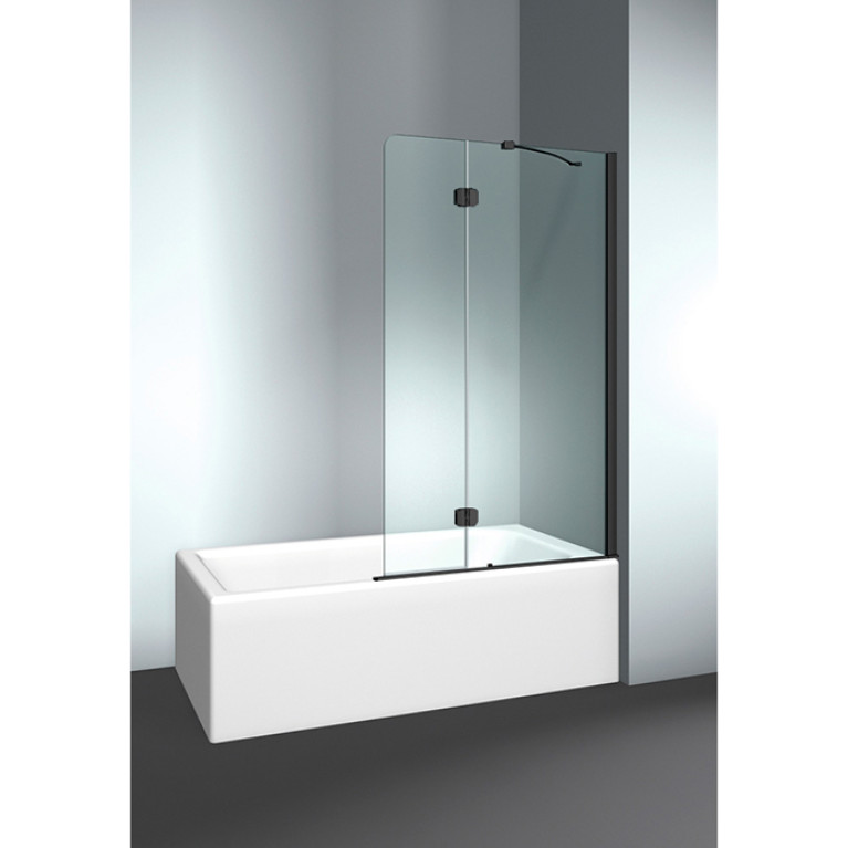 VismaraVetro Шторка на ванну PV 65х150Hсм, размер 110-112(60+50)см, DX (правая), стекло Transparent 04, Matt Black 09, петли С67 внутр. открытие, TPA
