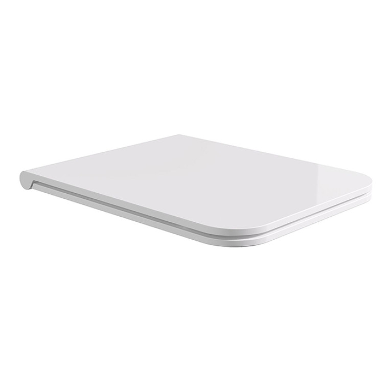 Alice Hide Сиденье с крышкой для унитаза Square, тонкое, с микролифтом, белый глянцевый, крепления хром