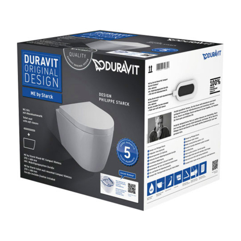 Duravit ME by Starck Комплект: унитаз подвесной Compact Rimless, 370x480 мм 253009 + сиденье с микролифтом: 002019 цвет: белый (Спец.цена из наличия)