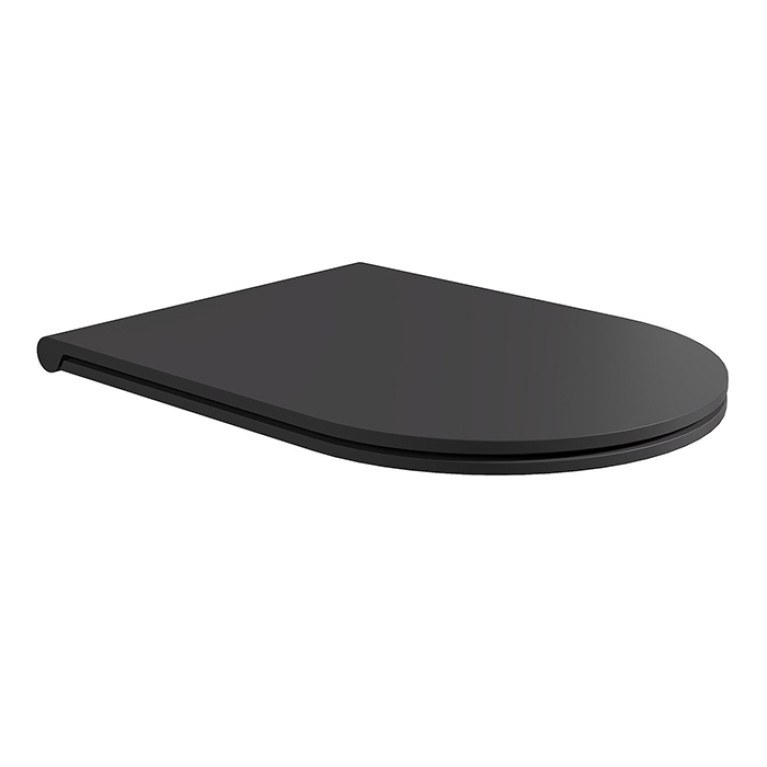 Alice Hide Сиденье с крышкой для унитаза Round, тонкое, с микролифтом, чёрный матовый, крепления хром