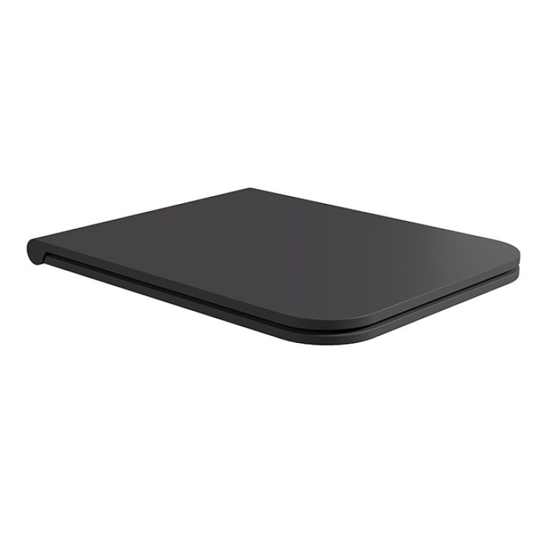 Alice Hide Сиденье с крышкой для унитаза Square, тонкое, с микролифтом, чёрный матовый, крепления хром
