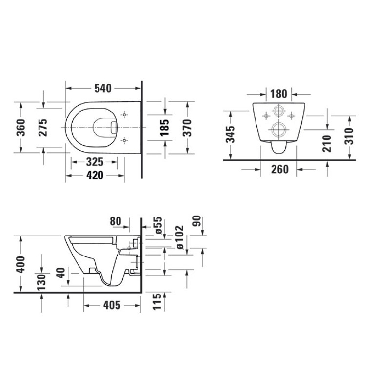 Duravit D-Code Унитаз подвесной, 540х370 мм, безободковый, цвет: белый (СПЕЦЦЕНА с нашего склада)