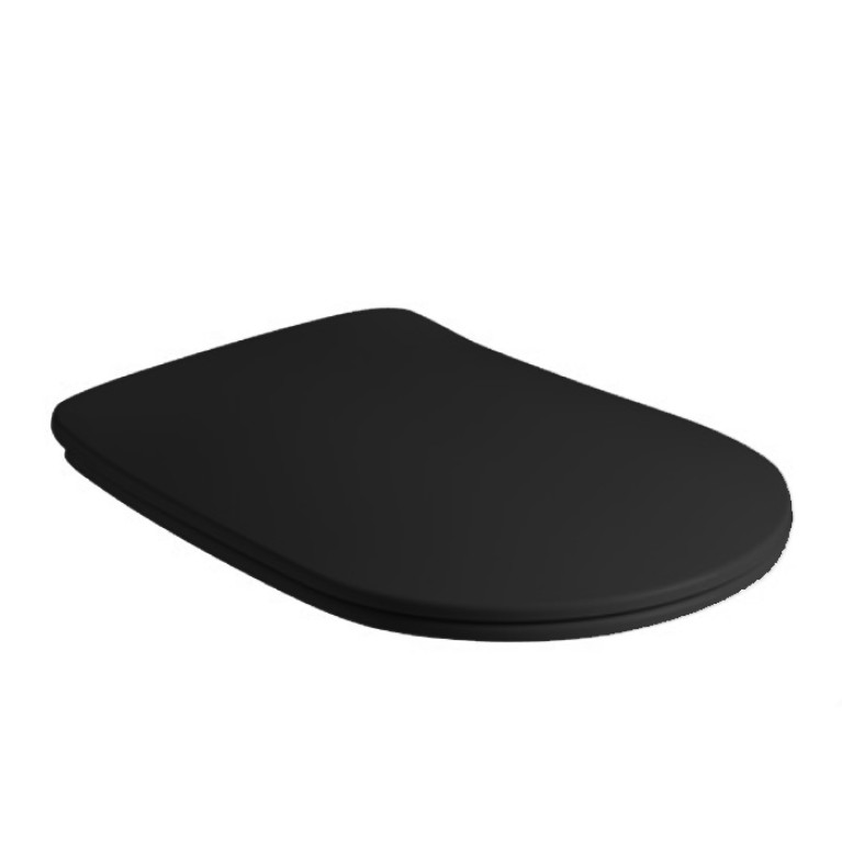 Kerasan Nolita Сиденье для унитаза SLIM быстросъемное, цвет черный матовый, петли хром (микролифт)