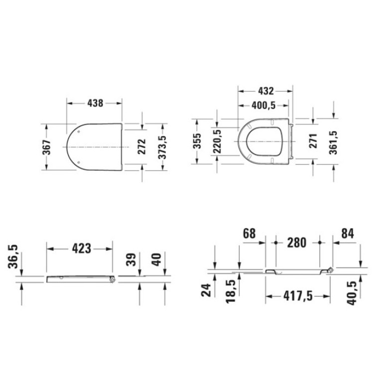 Duravit Me by Starck Сиденье для унитаза Compact и моноблок (253009 и 217009), цвет белый, петли нерж сталь, микролифт (Спец.цена из наличия)