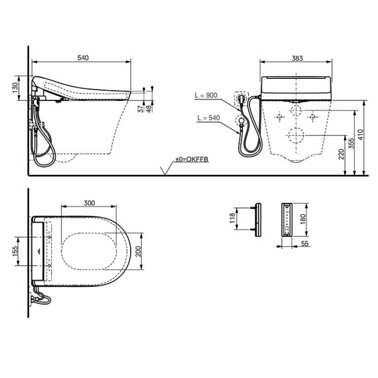TOTO WASHLET RG Lite Сиденье-вошлет 383х540х130 мм, с пульт д/у, для унитазов CW553Y/552RY/762Y/761Y/763, цвет: белый (ОТКРЫТОЕ подключ. воды/электр)