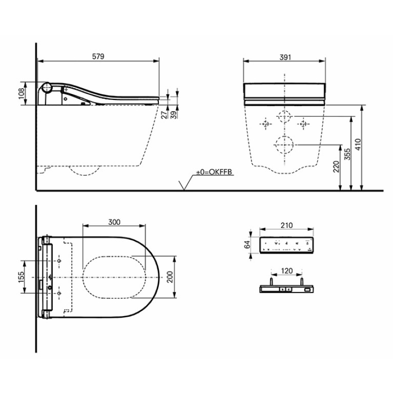 TOTO WASHLET RW Сиденье 579*391*108 мм, с дистанционным управлением, для унитаза CW542/CW563, цвет: черный матовый