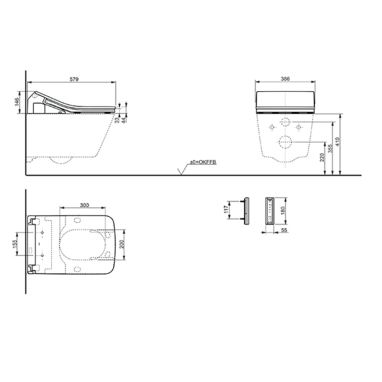 TOTO WASHLET SX EWATER+ Сиденье 386х579х146 мм, с дистанционным управлением, для унитаза CW522EY, цвет: белый