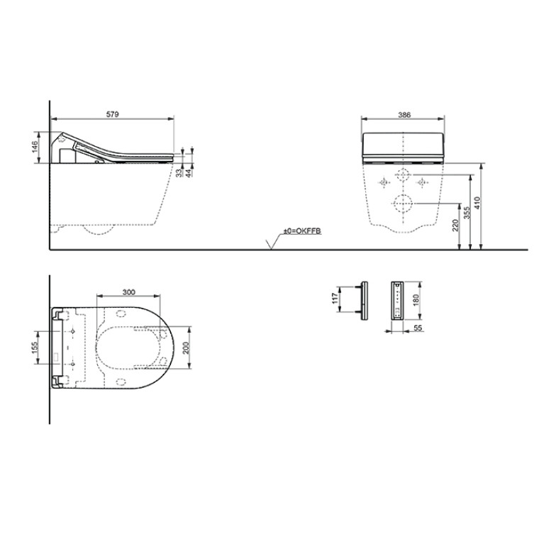 TOTO WASHLET RX EWATER+ Сиденье 383х579х146 мм, с дистанционным управлением, для унитаза CW542ERY, ,цвет: белый