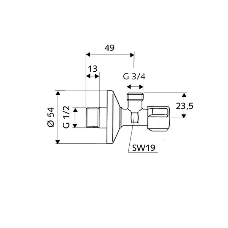 SCHELL Угловой вентиль Comfort 1/2&rdquo; х 3/4&rdquo; для стиральных и п/м машин
