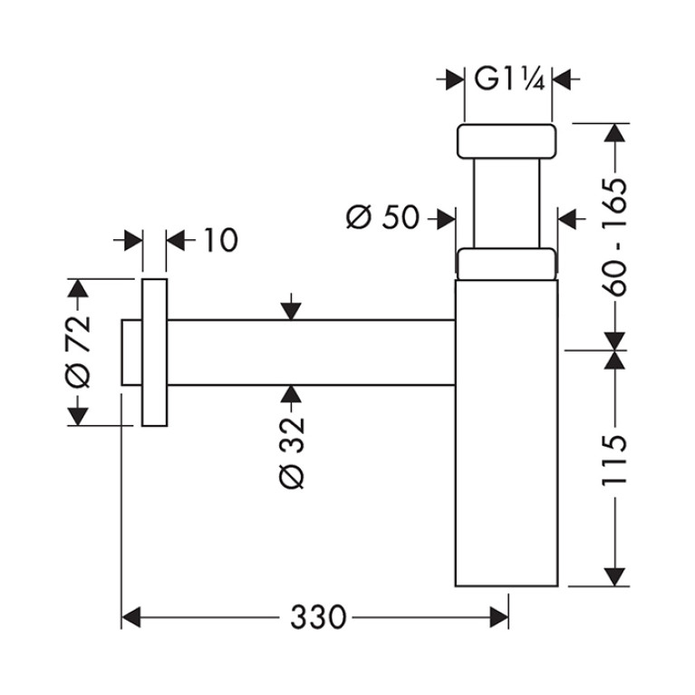 HG Flowstar Сифон для раковины, дизайнерский, 1/4&rsquo; от стены 330 мм, цвет: золото