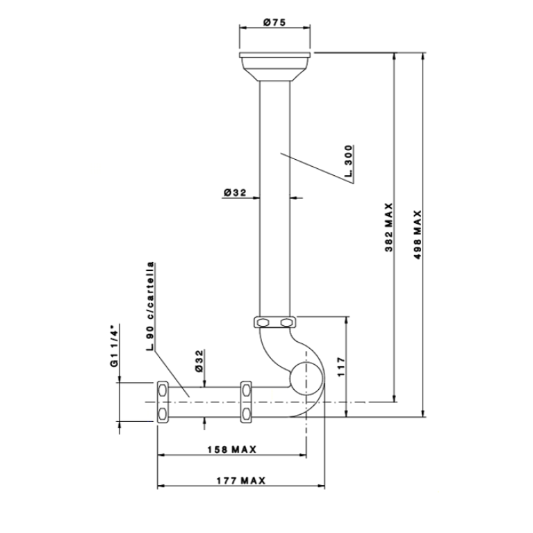 Nicolazzi Complementi Сифон S 1&rdquo;1/4 без донного клапана для биде, цвет: бронза