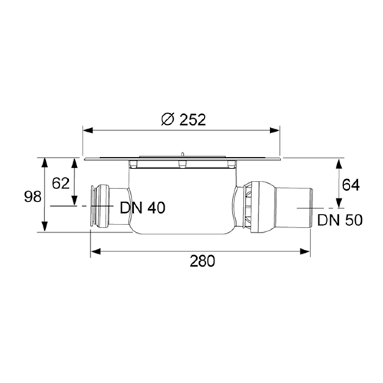 TECE сифон горизонтальный DN50