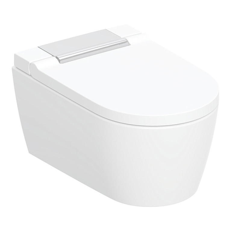 Geberit AquaClean Sela Унитаз-биде подвесной, белый / KeraTect, декор. панель: хром глянцевый (замена 146.224.21.1)