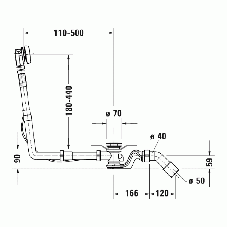 DURAVIT  Слив-перелив для ванн, цвет: хром (заменил старый арт. 790293000001000)