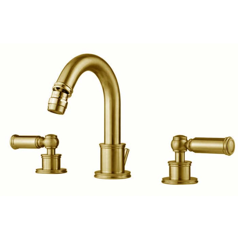 Bossini Liberty Смеситель для биде на 3 отверстия с поворотным изливом и заглушкой 1&rdquo;1/4, цвет: Gold PVD