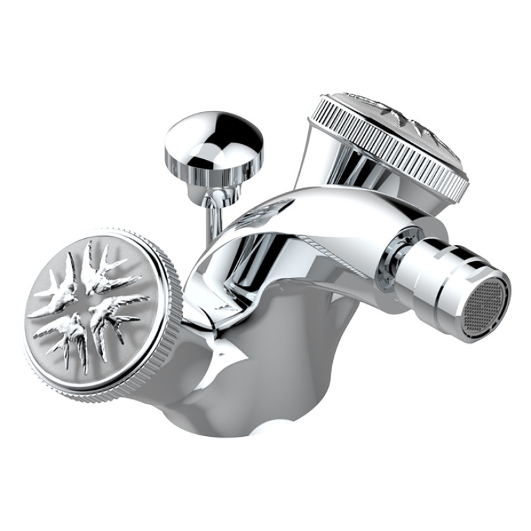 THG HIRONDELLES PLATINUM STAMPED Смеситель для биде на 1 отверстие, двухвентильный, с донным клапаном, цвет хром